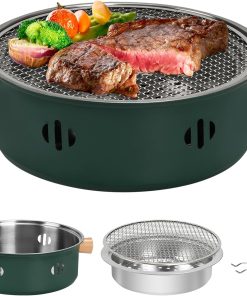Portable Charcoal Barbecue Grill, 1pc Mini BBQ Grill Multifunctional Charcoal Grill Smokeless Round Tabletop Charcoal Grill for Indoor Outdoor Cooking Home Party Picnic Camping - 1