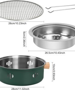 Portable Charcoal Barbecue Grill, 1pc Mini BBQ Grill Multifunctional Charcoal Grill Smokeless Round Tabletop Charcoal Grill for Indoor Outdoor Cooking Home Party Picnic Camping - 3