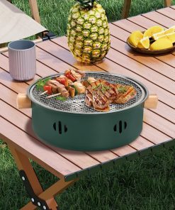 Portable Charcoal Barbecue Grill, 1pc Mini BBQ Grill Multifunctional Charcoal Grill Smokeless Round Tabletop Charcoal Grill for Indoor Outdoor Cooking Home Party Picnic Camping - 4
