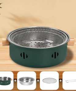 Portable Charcoal Barbecue Grill, 1pc Mini BBQ Grill Multifunctional Charcoal Grill Smokeless Round Tabletop Charcoal Grill for Indoor Outdoor Cooking Home Party Picnic Camping - 7