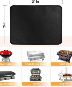Heat Resistant Mats for Countertop and Grill Table, Fireproof Grill Mats for Outdoor Grill, Portable Charcoal Grill, Gas Grill, Pizza Oven Compatible with Blackstone, Ninja 24x31x0.02in, Black - 5