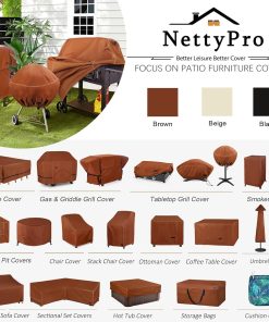 Alternative view of NettyPro BBQ Grill Cover 52 inch Heavy Duty Waterproof Outdoor 2-3 Burners Gas Grill Cover for Outside Weber, Char-Broil, Brinkmann, Nexgrill Barbecue, Brown