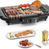 Electric BBQ Grill, Smokeless Non-Stick Indoor-Outdoor Barbecue Grill, 2000W Double tube High Power Portable Removable Stand Grill for BBQ Party (Elegant Black) - 1