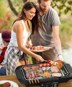 Alternative view of Electric BBQ Grill, Smokeless Non-Stick Indoor/Outdoor Barbecue Grill, 2000W Double tube High Power Portable Removable Stand Grill for BBQ Party (Elegant Black)