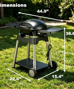 Alternative view of Electric Grill Outdoor Grill, 1500W Power, 277 Sq.In Cooking Area, Removable Wheeled Cart Style, Indoor/Outdoor Eletric Grill, Nonstick Grill Grate, Built-In Thermometer BBQ Grill