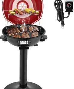 Outvita Indoor-Outdoor Electric Grill, 1600W Portable Removable Stand Grill with Double Layer Design for BBQ, Patio & Backyard (Red) - 1