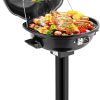 ROVSUN 1600W Vertical Electric Grill with Lid, Red 304 Stainless Steel Grill w-Detachable Pull-out Drip Tray, Double Layer Design, Portable & Removable, for Indoor and Outdoor Use (Black Vertical) - 1