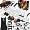 31PCS Griddle Accessories Kit for Blackstone, Flat Top Hibachi Grill Spatula Set with 2 Melting Domes, Burger Press, Patty Maker and Apron, Professional Teppanyaki Tools Gifts for Outdoor BBQ - 1
