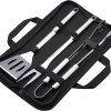 Amazon Basics 4-Piece Stainless Steel BBQ Grilling Tool Set with Carry Bag, Rust-Resistant, Dishwasher Safe - 1