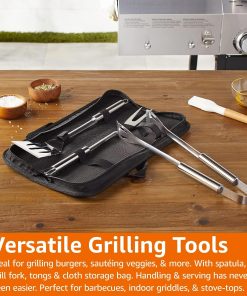 Alternative view of Amazon Basics 4-Piece Stainless Steel BBQ Grilling Tool Set with Carry Bag, Rust-Resistant, Dishwasher Safe