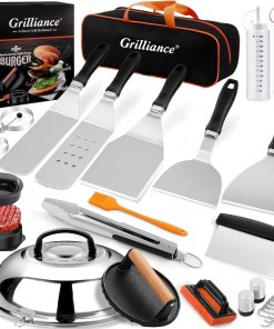 Grilliance 27pcs Griddle Accessories Kit for Blackstone, Professional Hibachi Flat Top Grill Tools, Enlarged Spatula Gift Set with Basting Cover，Burger Press Patty Maker for Outdoor BBQ - 1