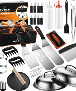 N NOBLE FAMILY 38PCS Griddle Accessories Kit, Professional Grill Tools Set for Outdoor Barbecue, Stainless Steel Griddle Spatula Set with Tongs, Smash Burger Press, Carry Bag, Perfect Grilling - 1