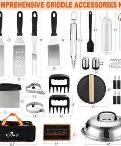 Alternative view of N NOBLE FAMILY 38PCS Griddle Accessories Kit, Professional Grill Tools Set for Outdoor Barbecue, Stainless Steel Griddle Spatula Set with Tongs, Smash Burger Press, Carry Bag, Perfect Grilling Gifts
