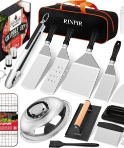 RINPIR 33PCS Griddle Accessories Kit for Blackstone, Flat Top Grill Accessories Tools with Cooling Rack, Melting Dome and Burger Press, Professional Hibachi Spatula Gift Set for Outdoor - 1