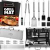 ROMANTICIST 23pcs Must-Have BBQ Grill Accessories Set with Thermometer in Case - Stainless Steel Barbecue Tool Set with 2 Grill Mats for Backyard Outdoor Camping - 1