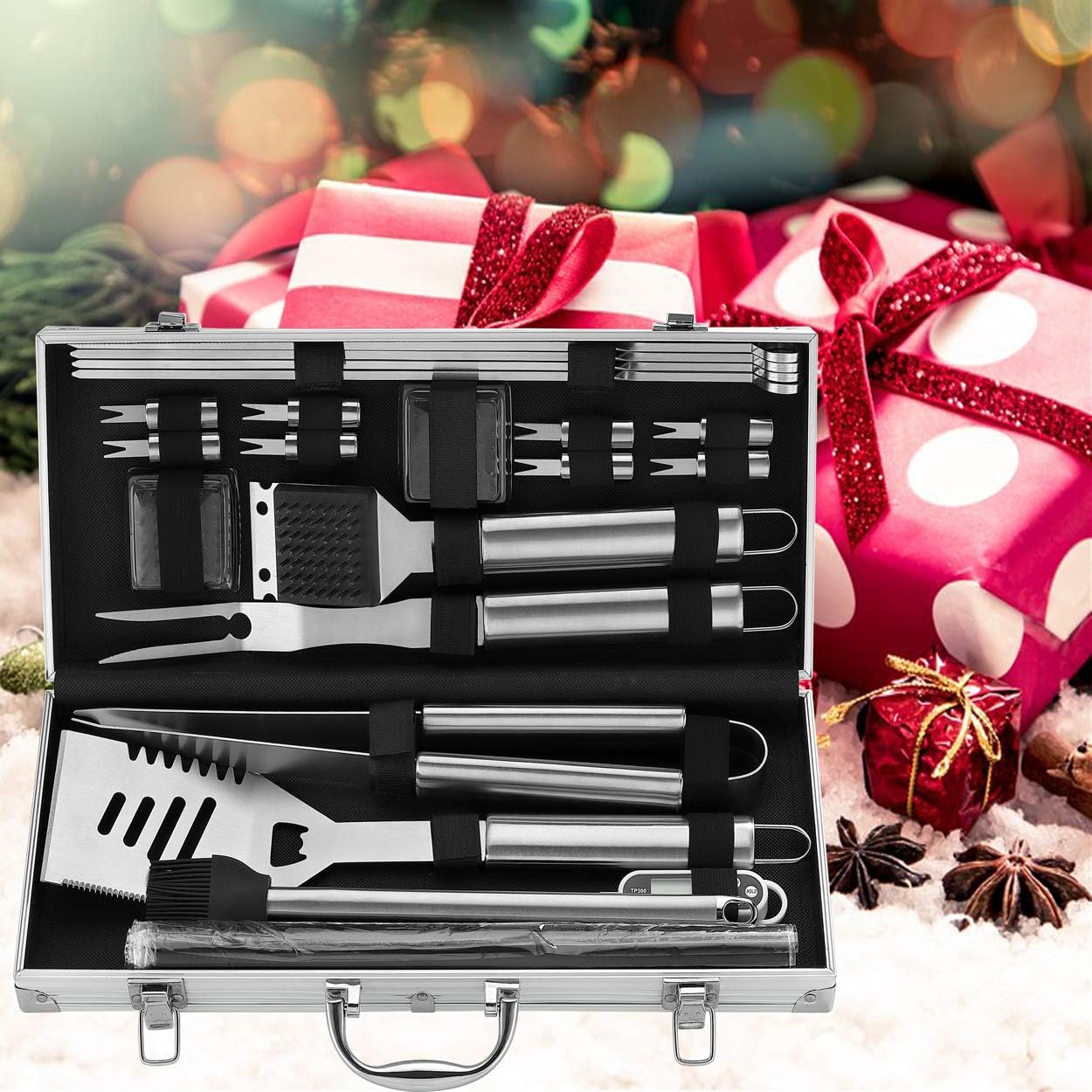 ROMANTICIST 8pcs Professional Griddle Accessories Kit - Heavy Duty Stainless Steel Grill Spatula Set for Grill Griddle Hibachi Flat Top Outdoor Cooking - Great Grill Gift on Birthday Wedding - Image 2