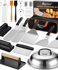 ROMANTICIST 29PCS Griddle Accessories Set - Flat Top Teppanyaki Spatula Set with Scraper, Basting Cover for Camp Chef- Home Cooking Griddle and Outdoor BBQ Gifts - 1