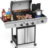 Electactic 3-Burner Propane Gas BBQ Grill with Side Burner,Stainless Steel Grill with Porcelain-Enameled Grates,34000 BTU Barbecue Grill, Suitable for Outdoor Cooking,Camping,Patio Backyard - 1